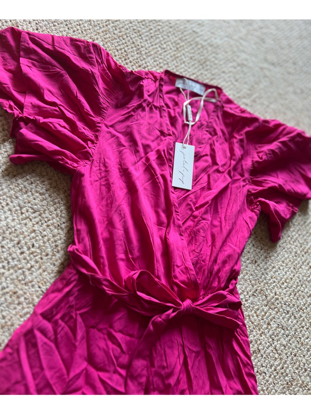 NWT Petal & Pup Small Pink Wrap Maxi Dress with Tie Waist - Picture 2 of 7